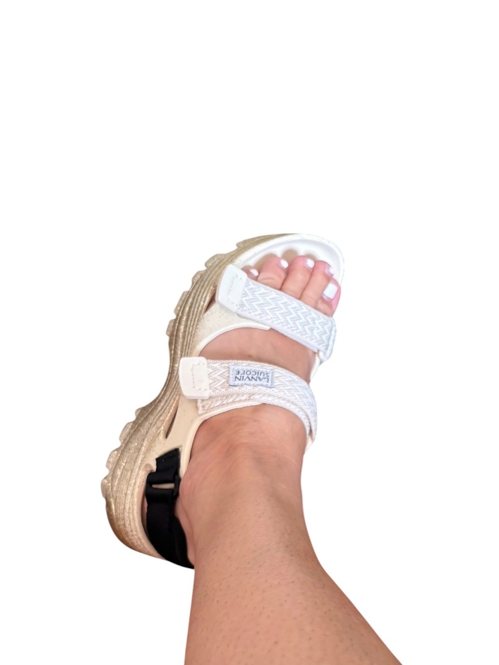 Lanvin x Suicoke Wake Curb X Sandals Cream Gold Glitter EU 39.5 / Fits US 8 - Picture 8 of 8